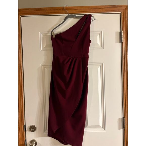 Lulu's Maroon One Shoulder Asymmetrical Dress Size Small - Picture 5 of 7